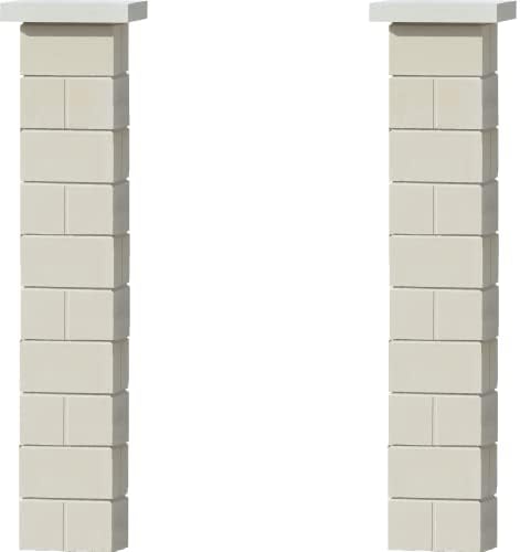 Kit de 2 piliers de portail en béton – Blanc cassé – 30x30 cm
