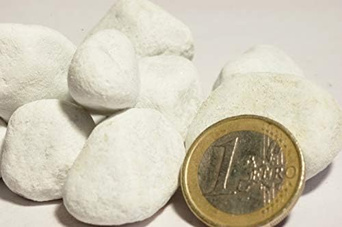 1 Kg de gravier Blanc roulé rond pour Jardin, allée et décoration à l'intérieur et à l'extérieur marbre 15-25 mm
