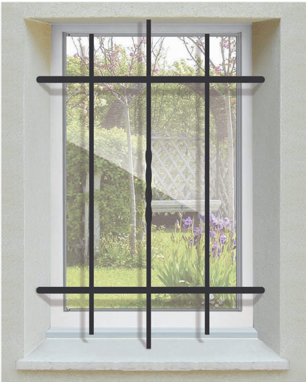 Grille de Defense Droite Torsadee pour Fenetre H= 105 cm x L= 160 cm (côte tableau)