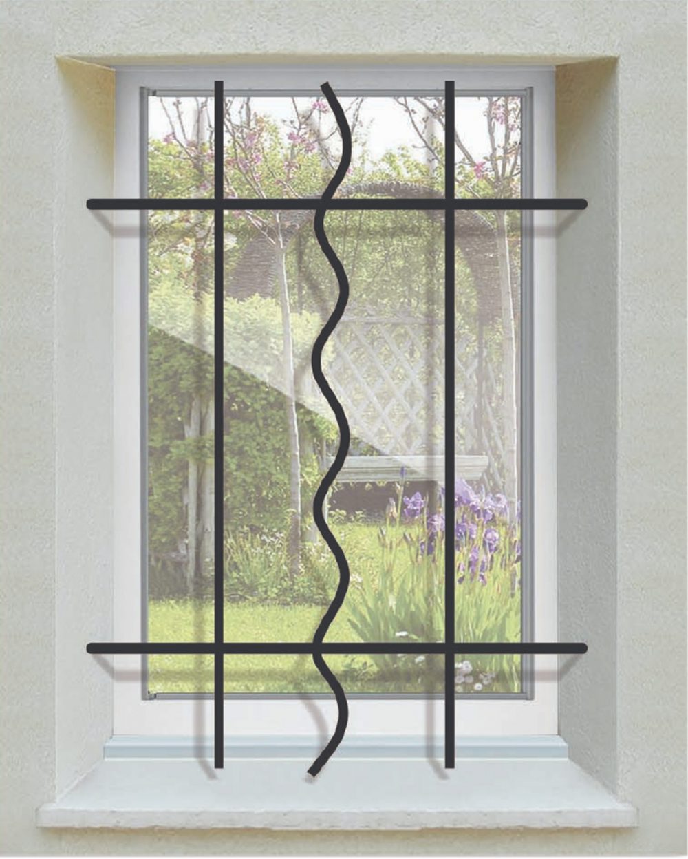 Grille de Defense Azur pour Fenetre H= 105 cm x L= 160 cm (côte tableau)