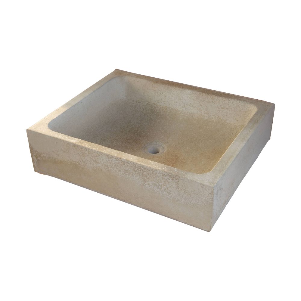 Evier vasque rectangulaire béton – Couleur Champagne RAL 1733 – Pour extérieur