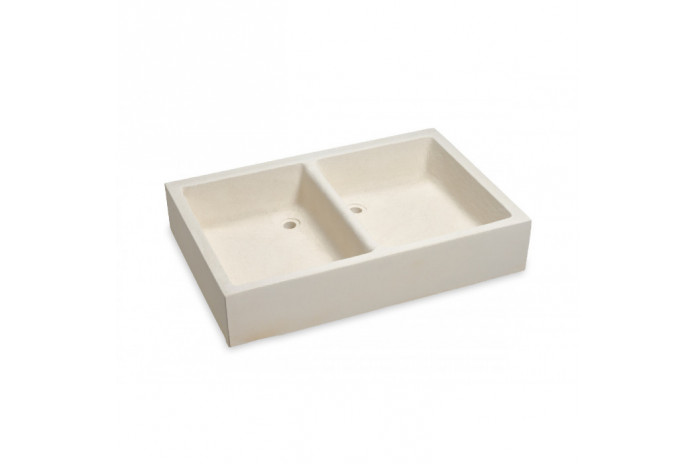 Evier 2 vasque béton – Couleur Champagne RAL 1733 – Pour extérieur